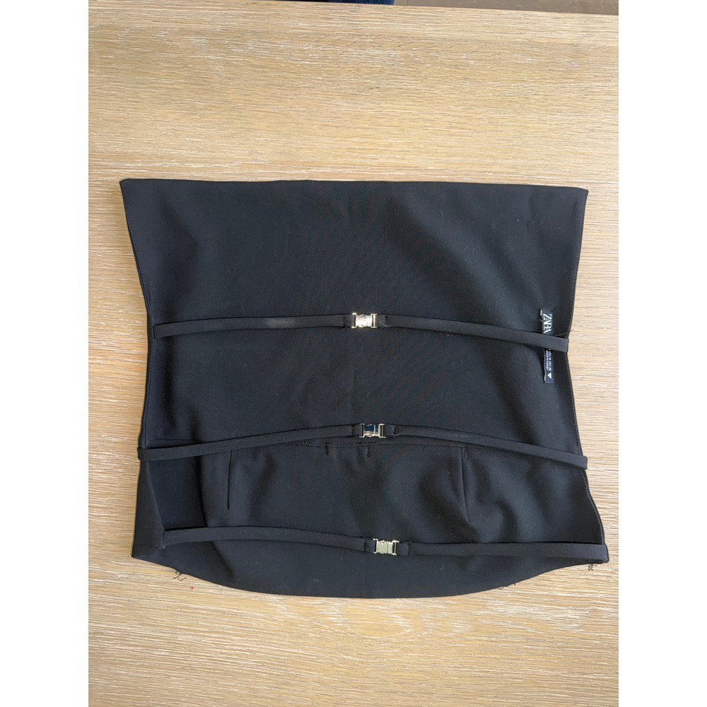 Zara Black Strapless Tube Top with Buckle Strap - Picture 3 of 4